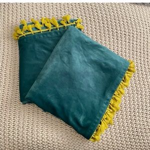Opalhouse,Teal, velour, curtain panels (2) with green tassels